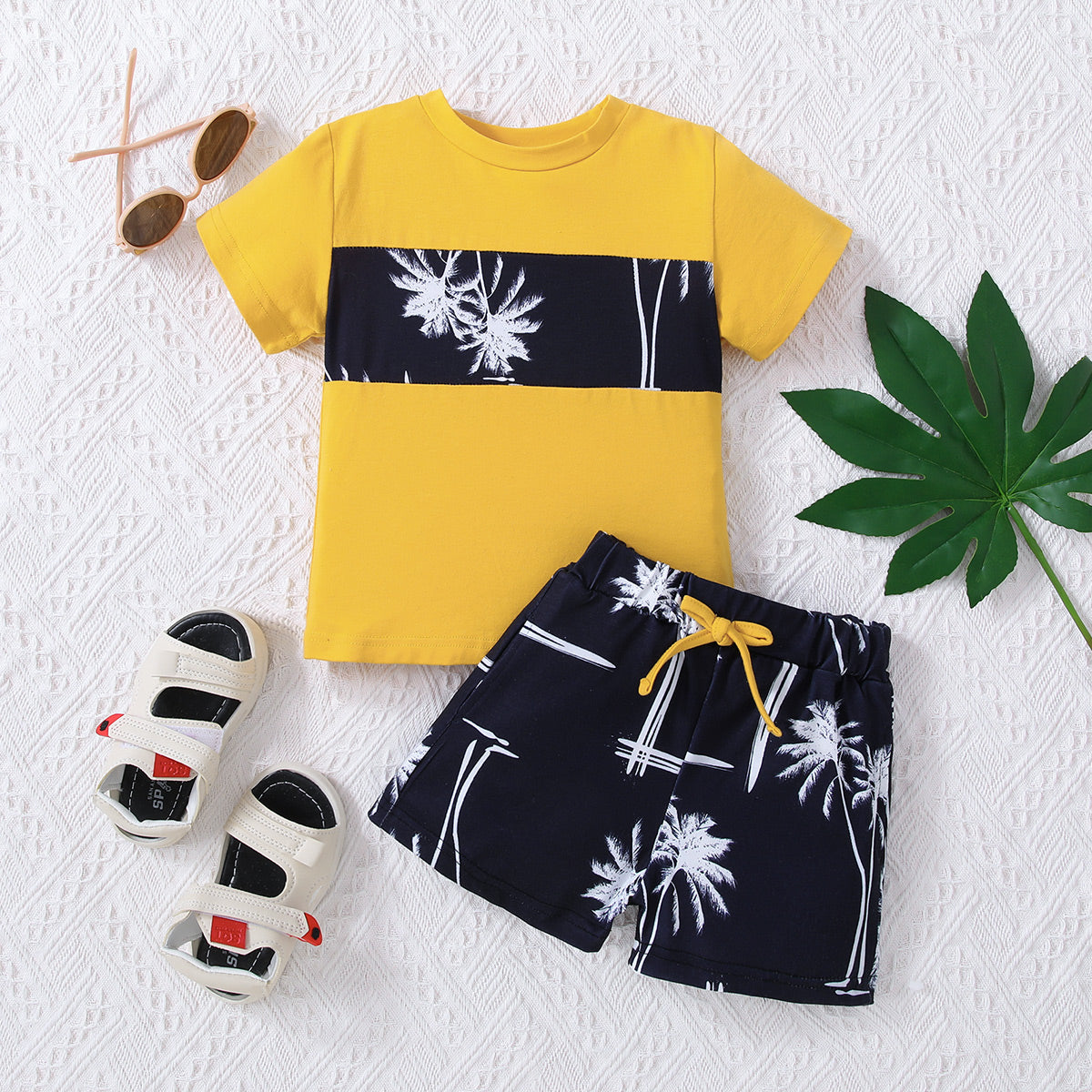 Kids Graphic Tee and Printed Shorts Set