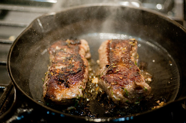 Cast Iron Pan Grilling Top Sirloin