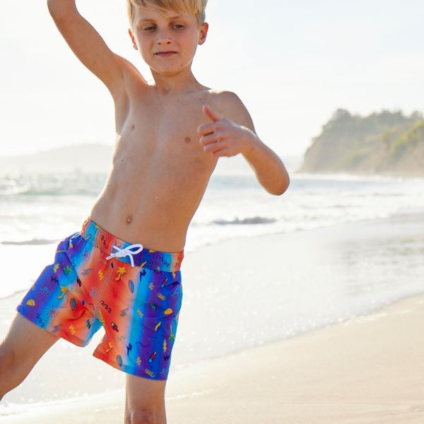 Boys UPF 50+ Soft Stretch Below the Knee Swim Board Shorts