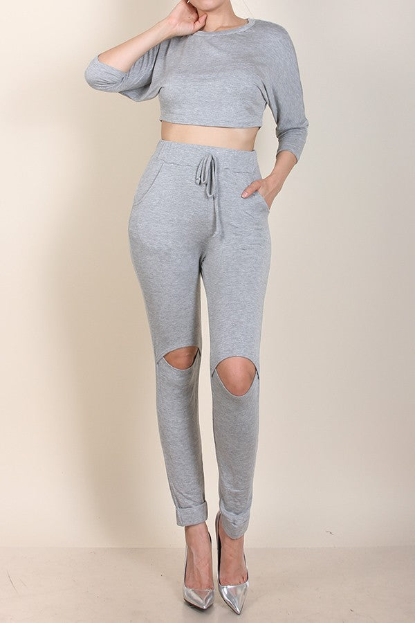 crop top and sweatpants set