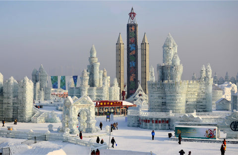 A massive ice sculpture exhibition that happens annually in Harbin City, China