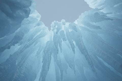 Overhead view of an Ice Castle in Midway, Utah