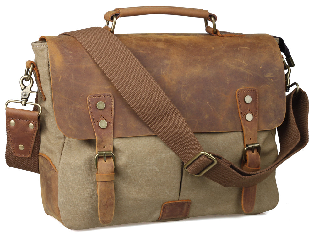 The Abenaki Messenger - Men's Leather & Canvas Travel Messenger Bag ...