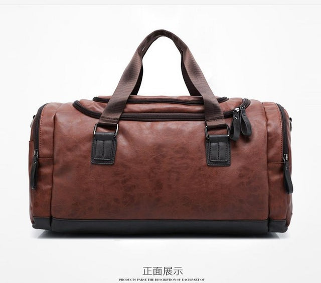 The Portsmouth Duffel - Men's Bicast Leather Weekender Duffel Bag (Mul ...