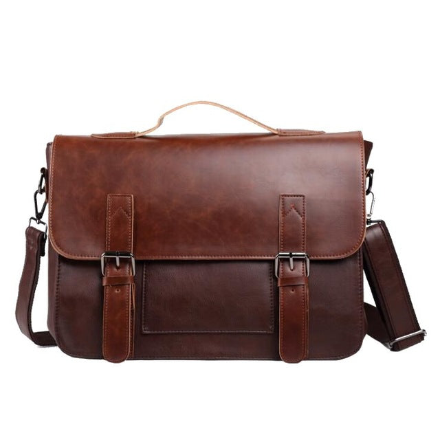 The Budapest Messenger - Large Leather Briefcase Messenger Bag for Men ...