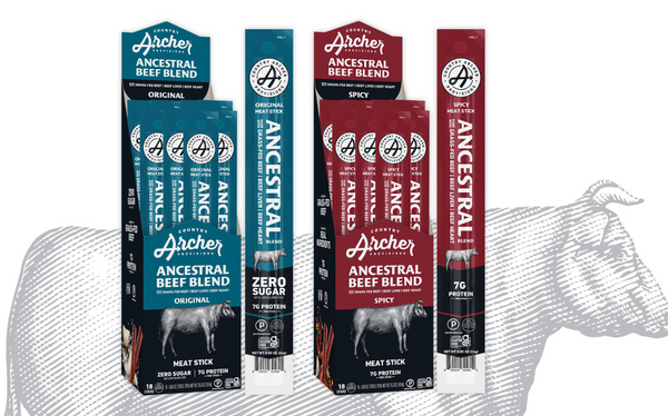 <div style="text-align: center;" data-mce-fragment="1"><strong>Try Country Archer Ancestral Beef Blend Meat Sticks are a meat snack that was launched in January 2024. They are made with grass-fed beef, liver, and heart meat.</strong></div> <div style="text-align: center;" data-mce-fragment="1"><strong data-mce-fragment="1"></strong></div>