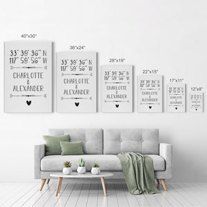 Personalized Gift Wall Art With Couple Names And Coordinates Minimalis Smile Art Design