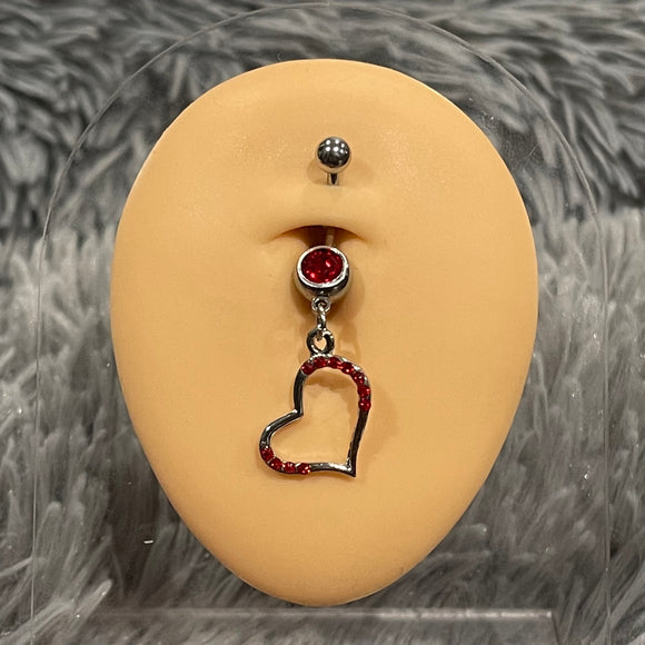 Heart Belly Ring Red