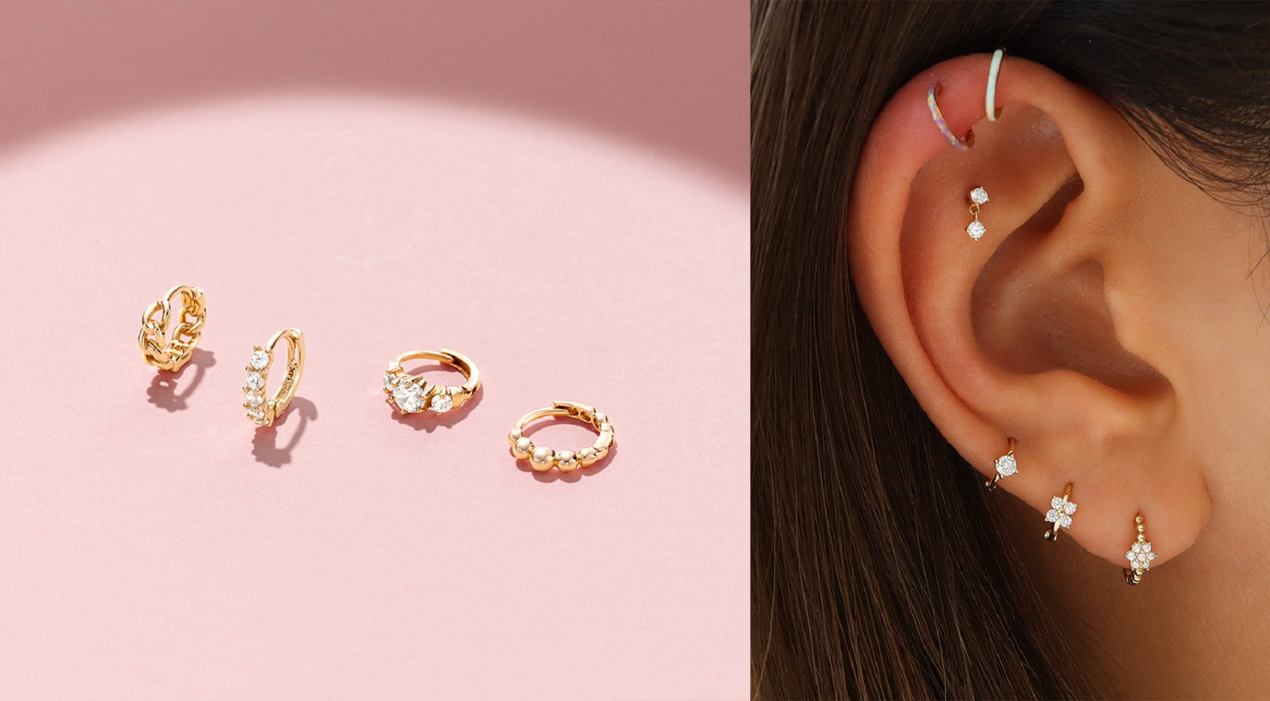 Cartilage Hoop Earrings with Crystal Pave | Impuria Ear Piercing Jewelry
