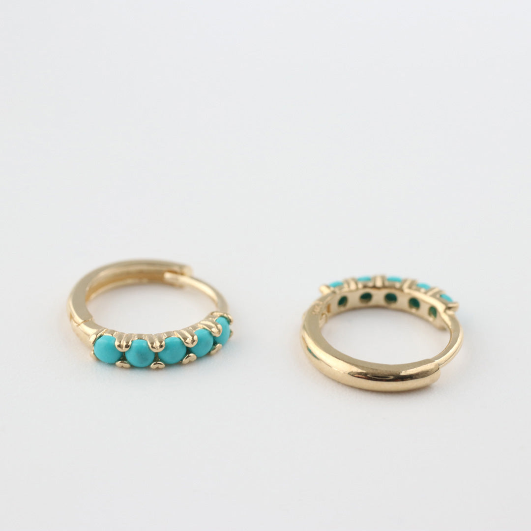 14K Gold Opal & Turquoise Hoops | Serendipity in Seoul