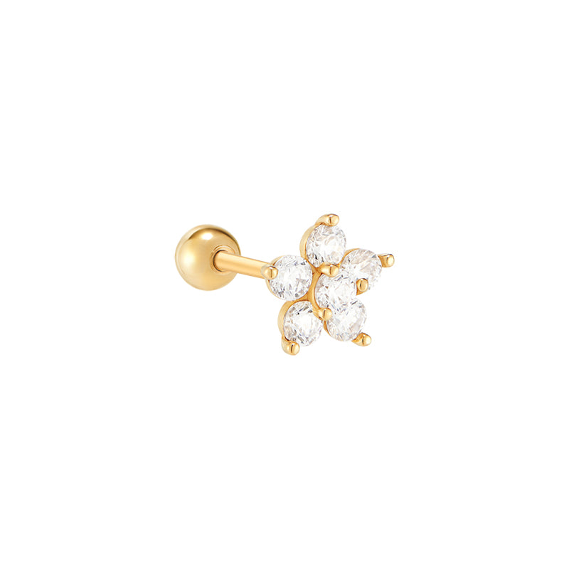 Dazzle Flower Ear Piercing 14K Gold | Musemond