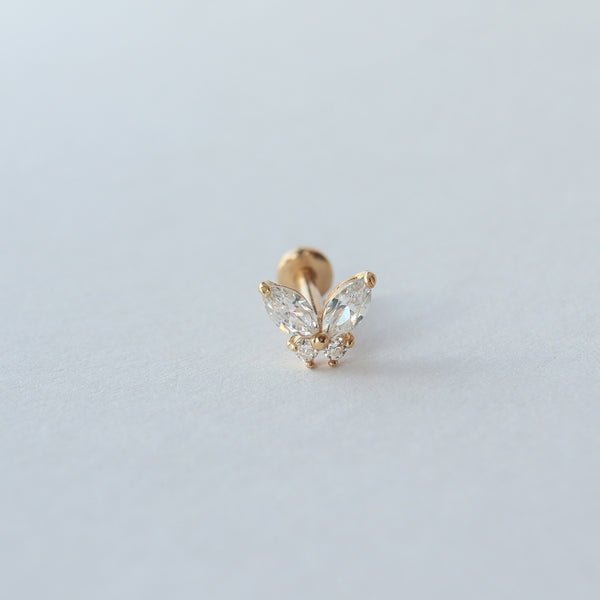 14K Gold Single Gem Stud Earring