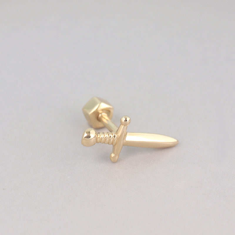Dagger Stud Piercing 14K Gold | Musemond