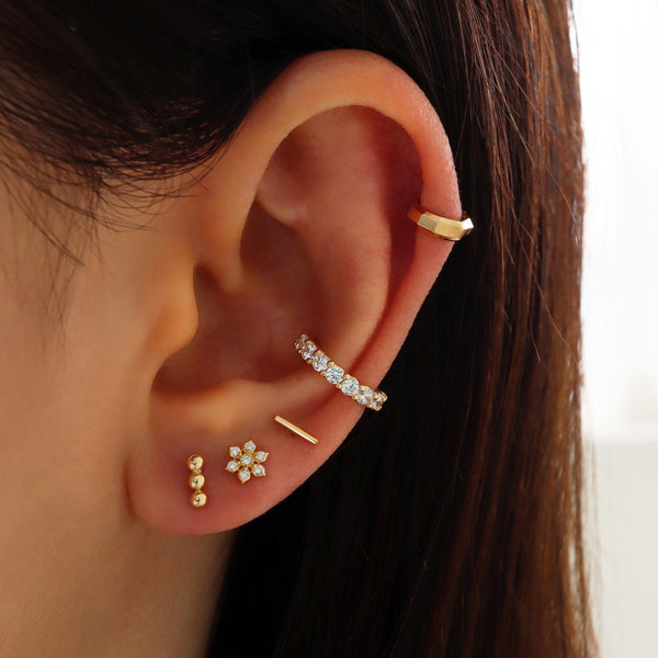 14K Solid Gold Stud Flower Stud Earring Minimalist Stud Earrings 14K Solid  Gold Earring 