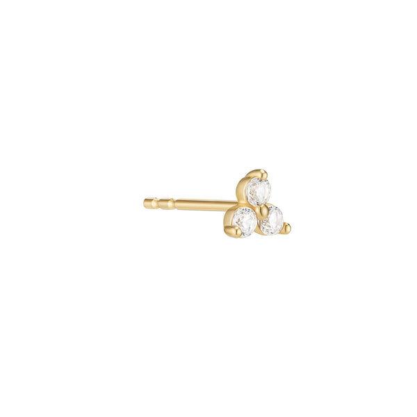 Triple Dot Bar Stud Earring- 14K Gold