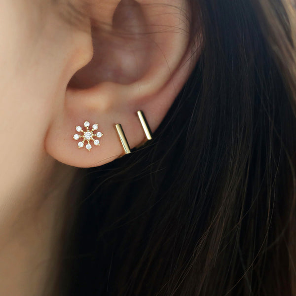 Dazzle Flower Stud Earring- 14K Gold