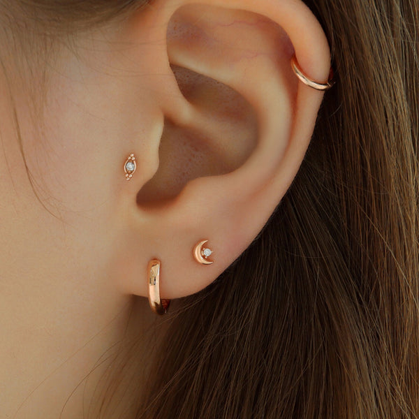 Mini Crescent Moon Piercing 14K Gold | Musemond