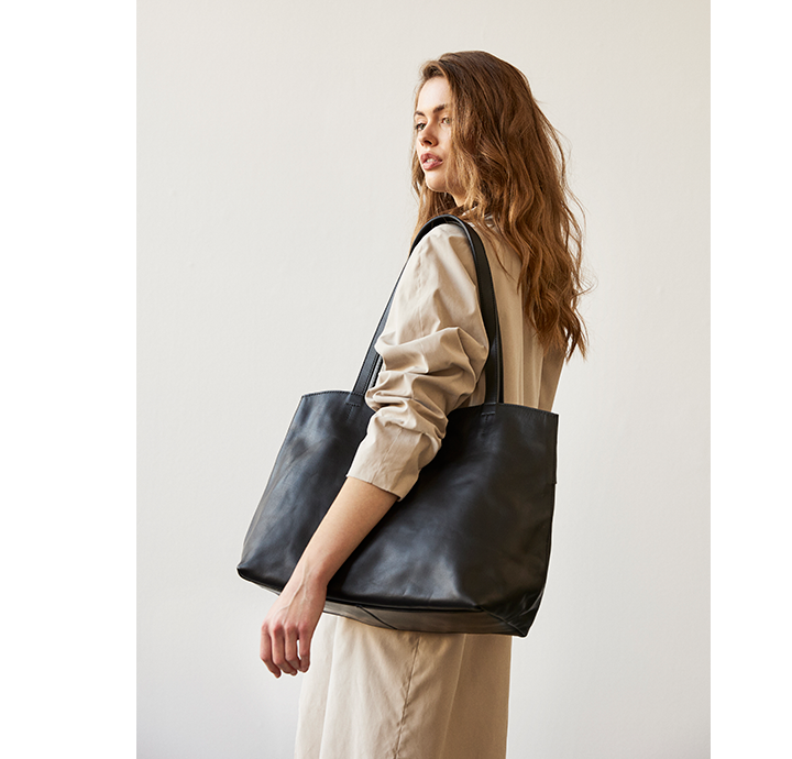 Stor shopper taske til damer læder, sort -1495kr BIRKMOND