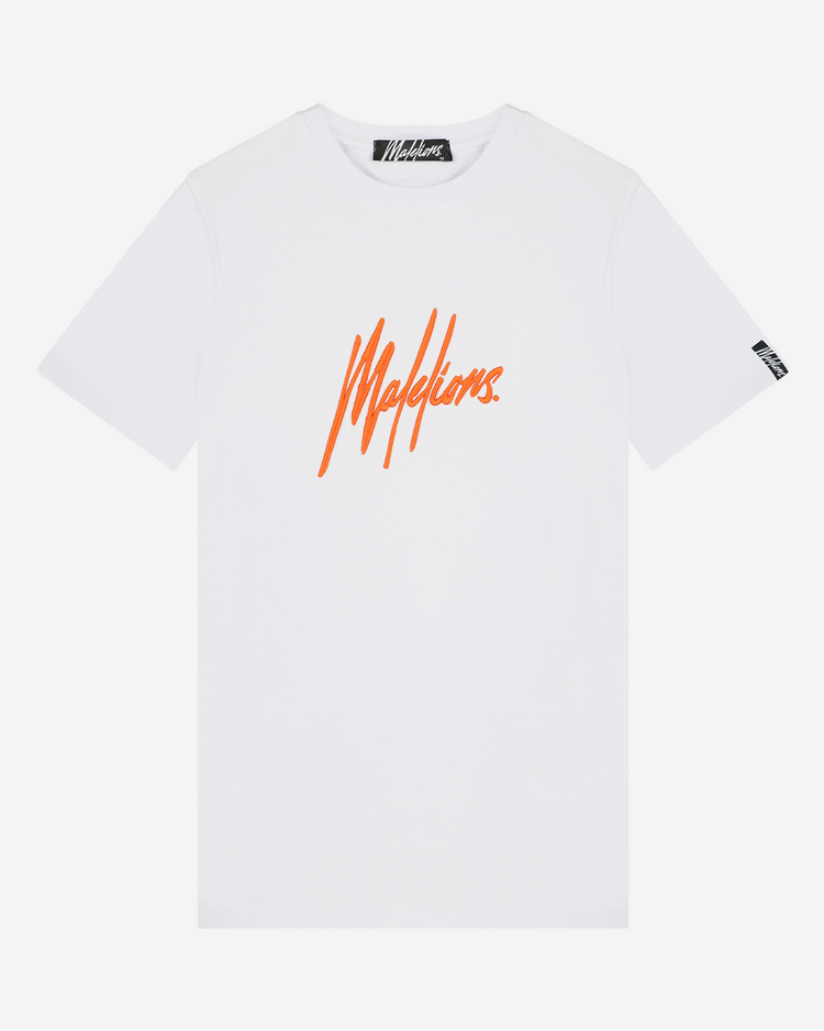 terrorisme slikken dwaas Malelions Signature T-shirt Wit - Neon Oranje