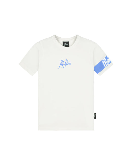 Malelions Junior Captain T-shirt Off White - Vista Blauw