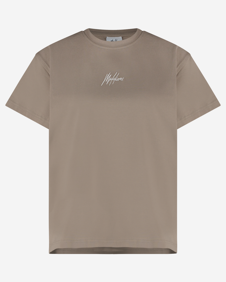 Dames Brand T-shirt Taupe - White | Same Day Delivery | bij Konceptstore.nl 49.99