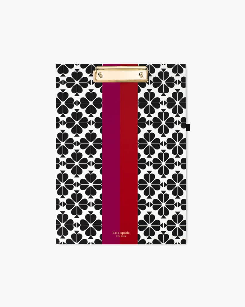Kate Spade New York Clipboard Folio Black Spade Flower A Little