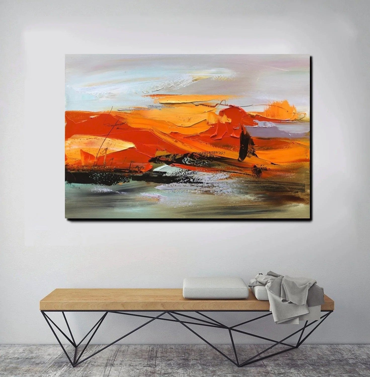 Acrylic Paintings on Canvas, Large Paintings Behind Sofa, Large Painting for Living Room, Heavy Texture Painting, Buy Paintings Online