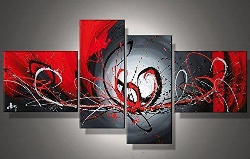 Abstract Painting on Canvas, Black and Red Canvas Painting, Modern Paintings, Living Room Wall Art Paintings, Buy Art Online