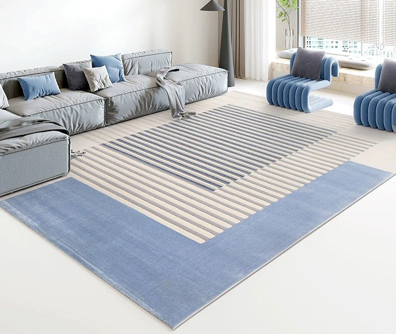 Large Modern Area Rugs in Living Room, Blue Geometric Modern Rugs, Modern Rugs in Dining Room, Large Contemporary Carpet for Study Room