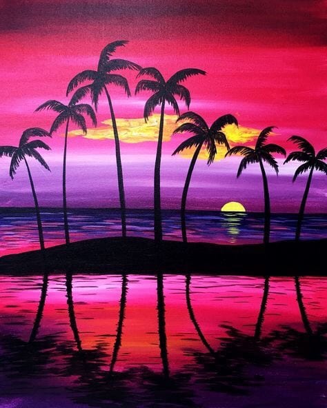 30 Easy Seascape Painting Ideas for Beginners, Easy Sunrise Paintings, Sea Paintings, Easy Sunset Paintings, Simple Acrylic Painting Ideas, Simple Landscape Painting Ideas