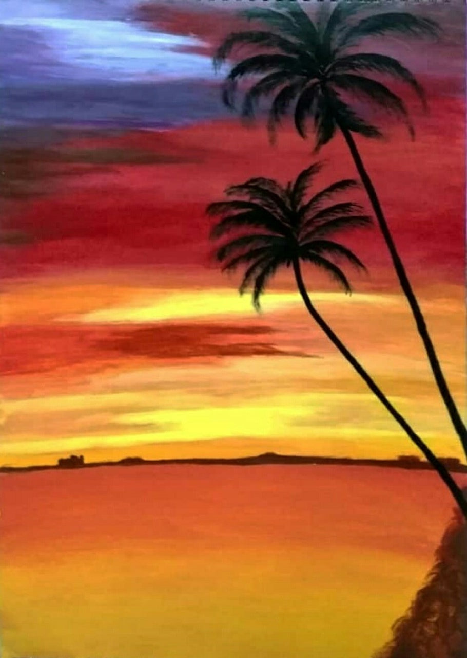 Beautiful Easy Acrylic Painting Ideas for Beginners, Seashore Painting, Sunset Painting, Easy Landscape Painting Ideas, Easy Painting Ideas for Kids, Simple Abstract Painting Ideas, Easy Canvas Painting Tips for Beginners