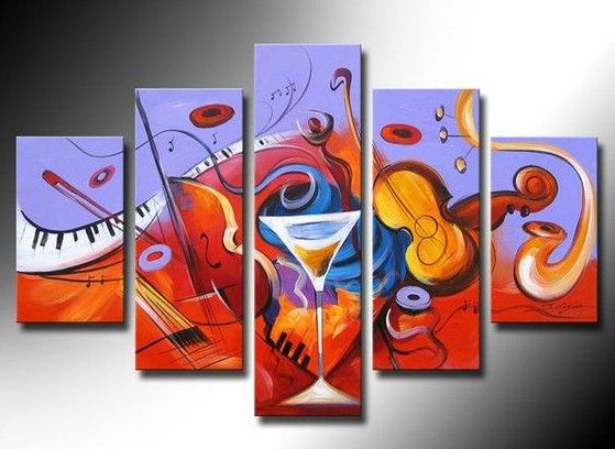Music Painting, Hand Painted Wall Art, Modern Abstract Painting, Violin Painting, Living Room Wall Painting