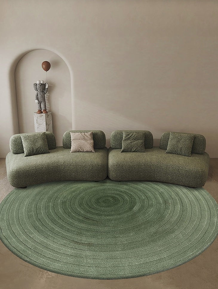 Living Room Contemporary Modern Rugs, Geometric Green Wool Rugs for Dining Room, Modern Rugs under Coffee Table, Abstract Modern Round Rugs for Bedroom