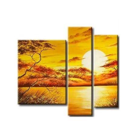 African Canvas Painting, Tree Sunset Painting , Yellow Canvas Painting, Acrylic Painting on Canvas, Painting for Sale