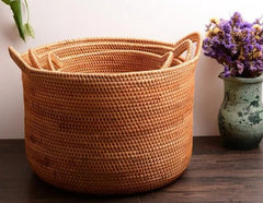 Large Hand Woven Fruit Basket with Handle. Large Woven Basket. Vietnam Round Basket