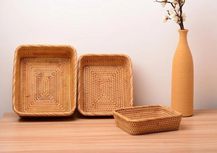 Rectangular Basket for Shelves, Lovely Rattan Storage Basket, Storage Baskets for Kitchen and Bathroom 