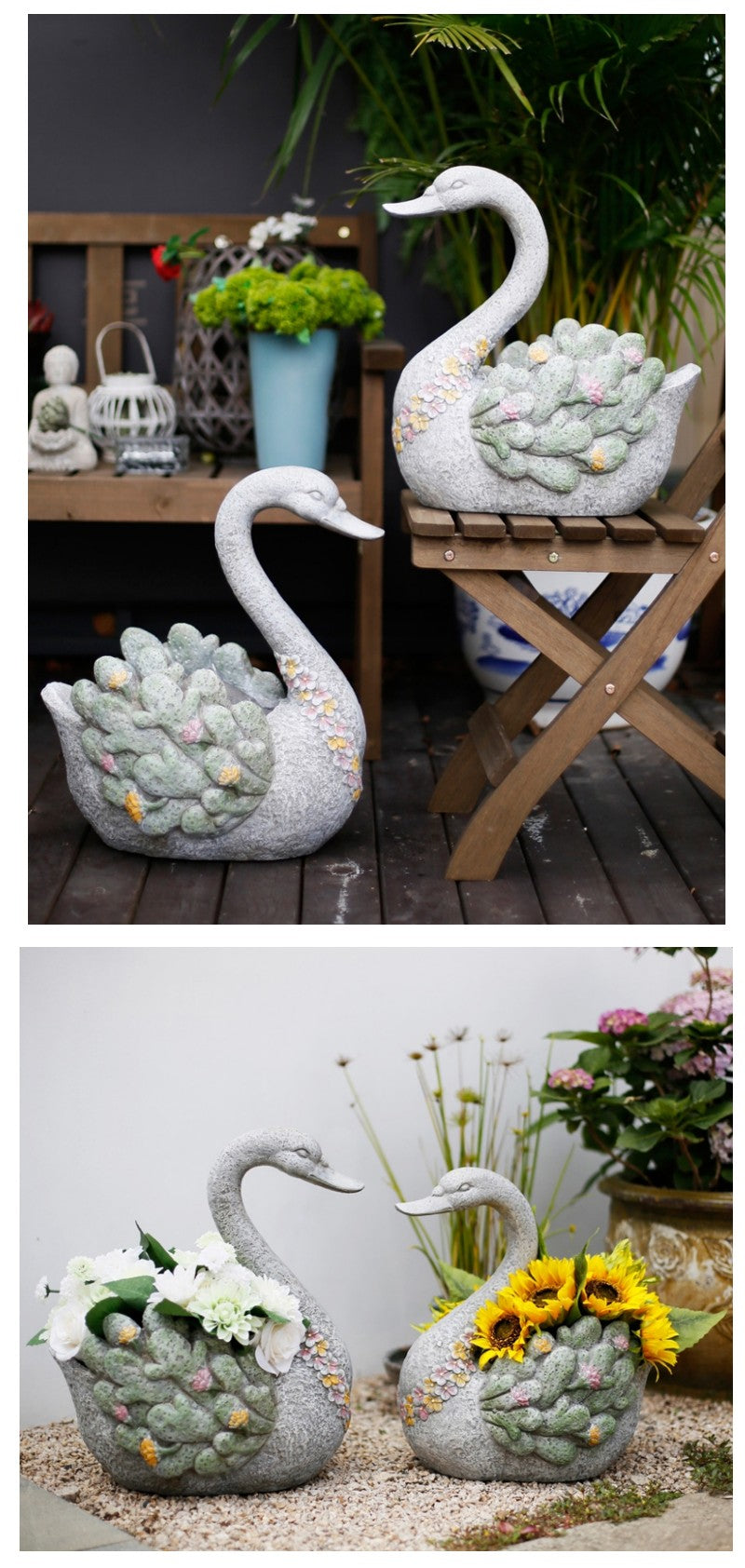 Extra Large Swan Flower Pot. Animal Statue for Garden Ornament. Swan Statues. Villa Courtyard Decor. Outdoor Decoration Ideas. Garden Ideas