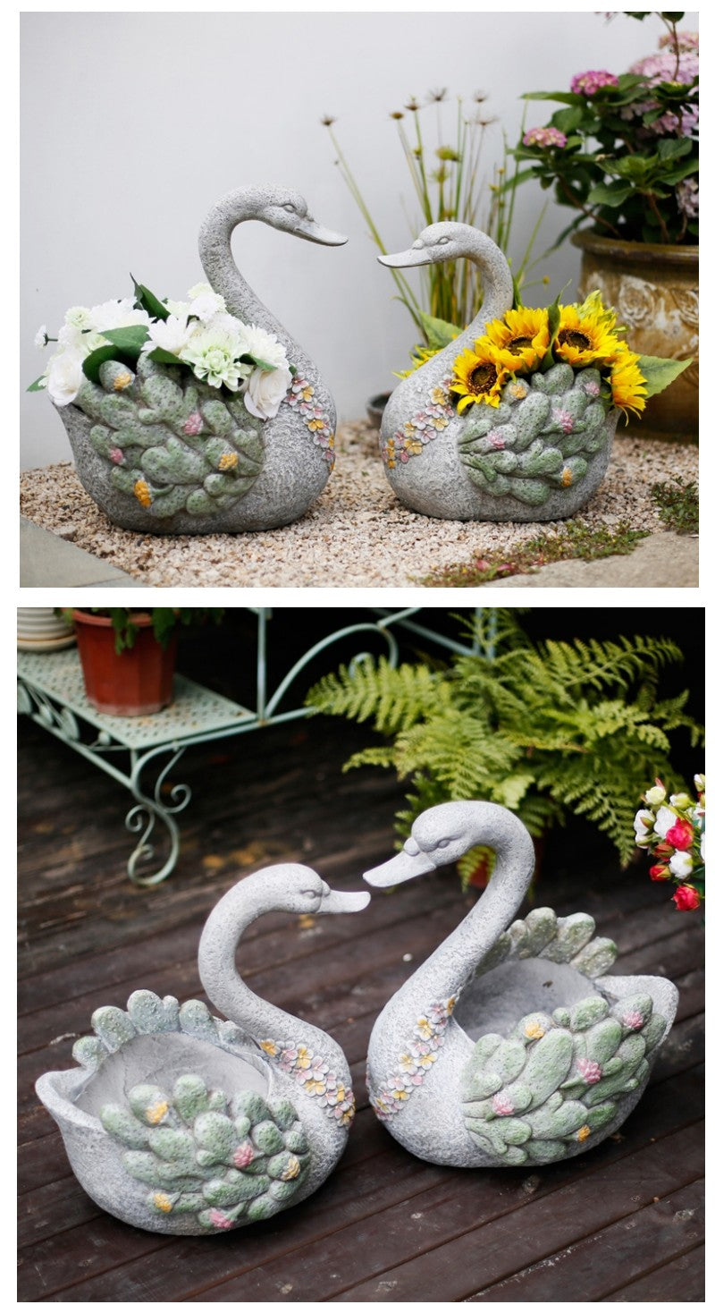 Extra Large Swan Flower Pot. Animal Statue for Garden Ornament. Swan Statues. Villa Courtyard Decor. Outdoor Decoration Ideas. Garden Ideas