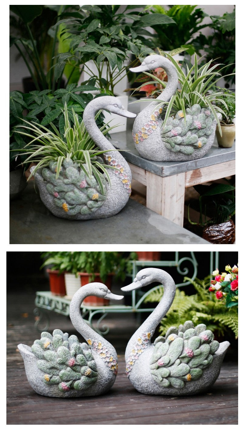 Extra Large Swan Flower Pot. Animal Statue for Garden Ornament. Swan Statues. Villa Courtyard Decor. Outdoor Decoration Ideas. Garden Ideas