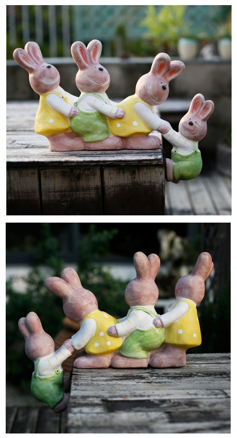 Cute Rabbits in the Garden, Animal Resin Statue for Garden Ornament, Lovely Rabbits Statues, Outdoor Decoration Ideas, Garden Ideas