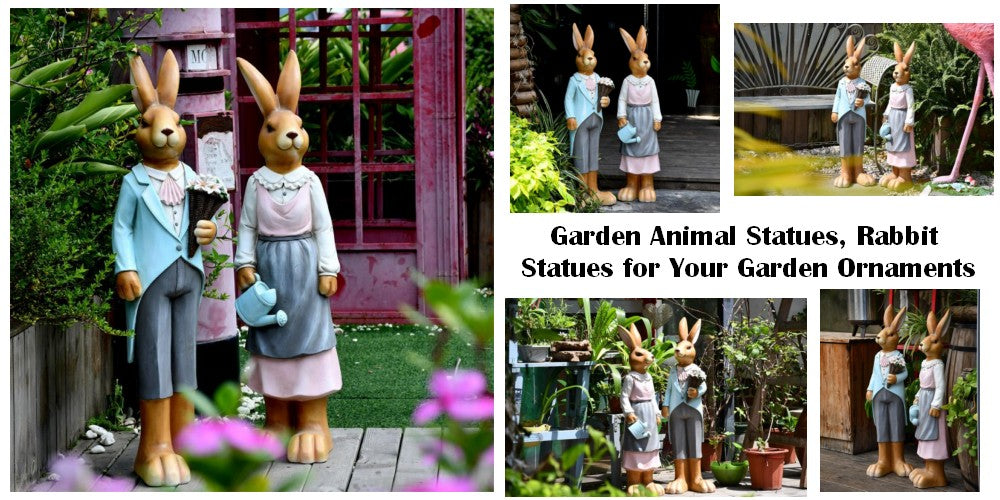 Large Resin Animal Statues for Garden Ornaments Rabbit Statues for Outdoor Decor