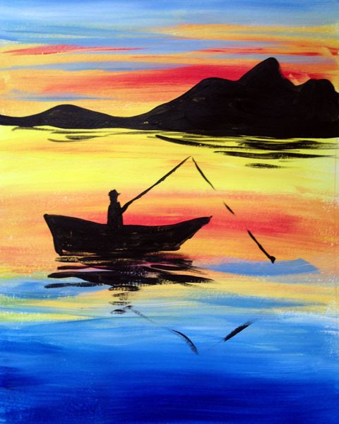 Sunset Painting, Easy Landscape Painting Ideas for Beginners, Easy Tree Painting Ideas, Simple Canvas Painting Ideas, Easy Modern Wall Art, Easy Acrylic Painting Ideas