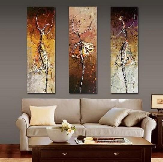 Ballet Dancer Painting, Bedroom Wall Art Paintings, Abstract Acrylic Art, Modern Abstract Painting, 3 Piece Wall Art Painting