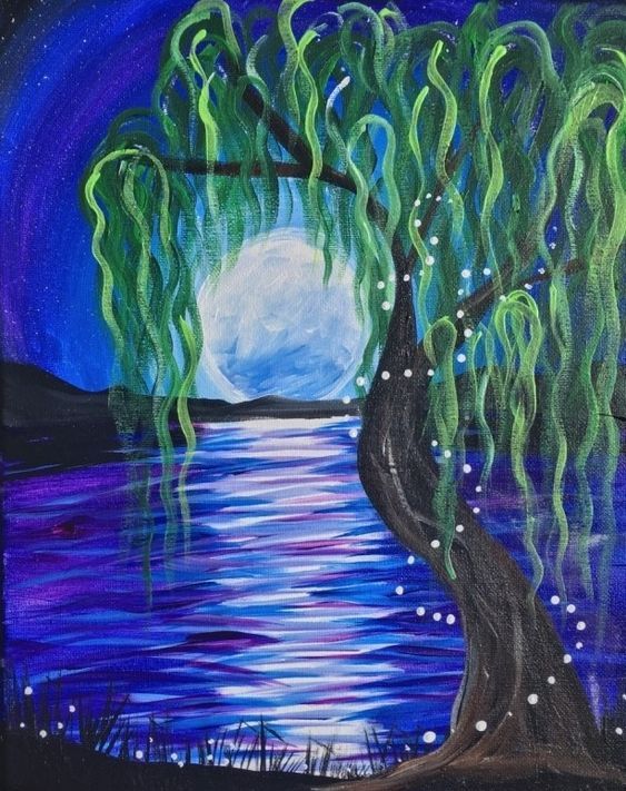 Easy Landscape Painting Ideas for Beginners, Easy Tree Painting Ideas, Simple Canvas Painting Ideas, Easy Modern Wall Art, Easy Moon Painting Ideas