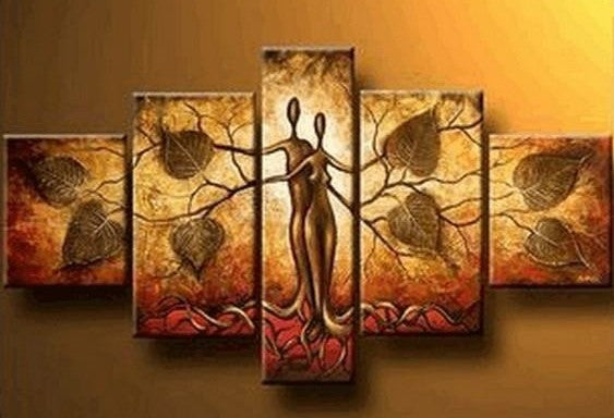 Canvas Painting, Abstract Painting, Tree of life Painting, Ready to Hang, Abstract Wall Art, 5 Piece Art Painting