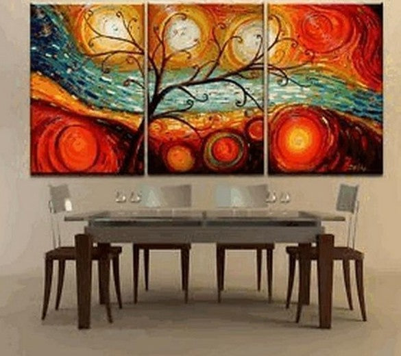 Acrylic Abstract Art, Canvas Painting, Modern Art Paintings, 3 Piece Canvas Painting, Tree of Life Painting, Colorful Tree Painting