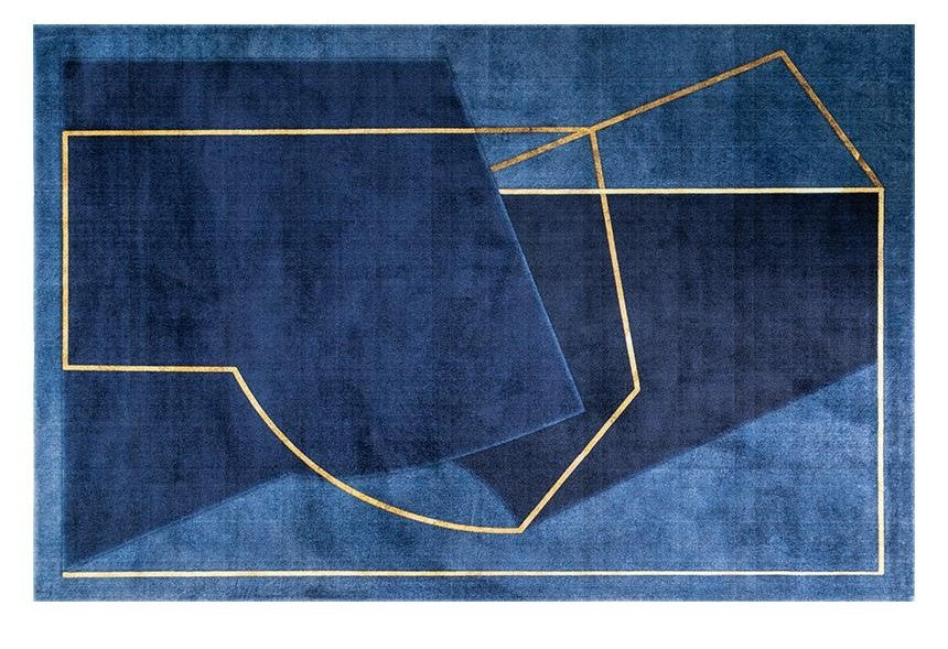 Large Area Rugs for Living Room, Modern Blue Geometric Area Rug, Bedroom Floor Rugs, Large Contemporary Area Rug for Dining Room