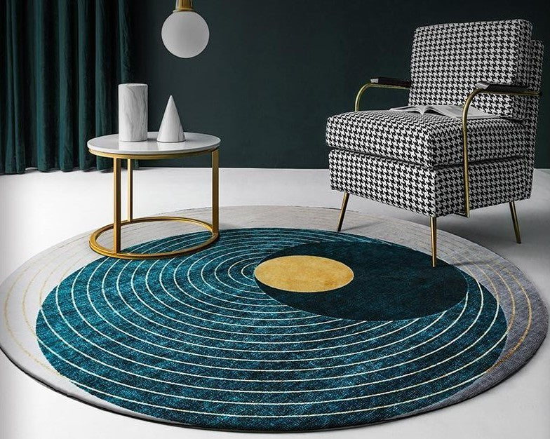 Abstract Contemporary Round Rugs, Modern Area Rugs under Coffee