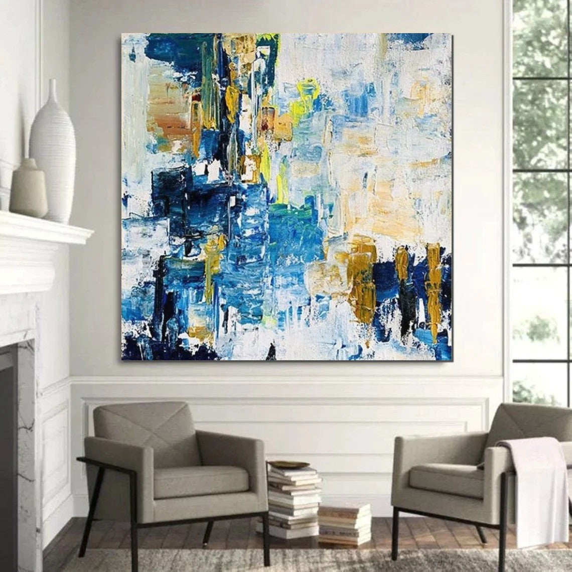 Acrylic Paintings for Bedroom, Large Paintings for Sale, Blue Abstract Acrylic Paintings, Living Room Wall Painting, Contemporary Modern Art, Simple Canvas Painting