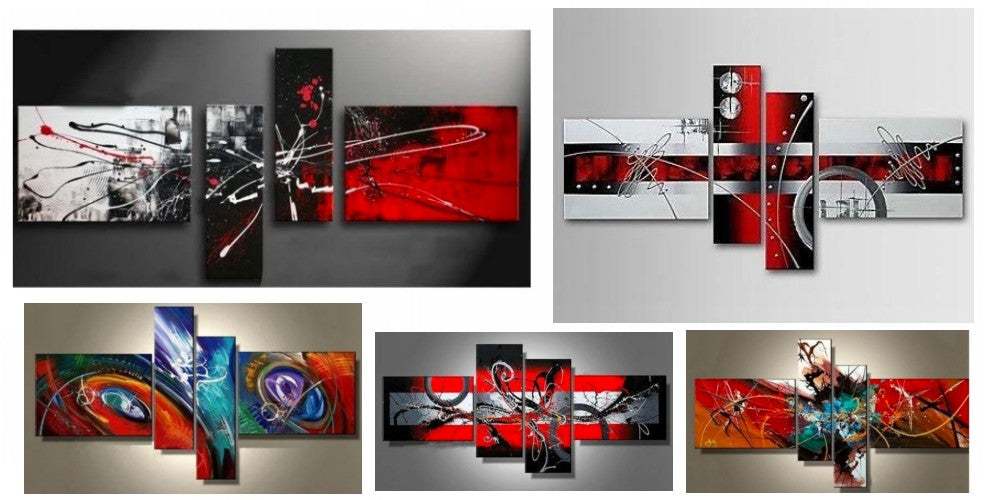 Multiple Canvas Painting Ideas, 4 Piece Wall Paintings, Acrylic Paintings for Living Room, Modern Wall Art Paintings